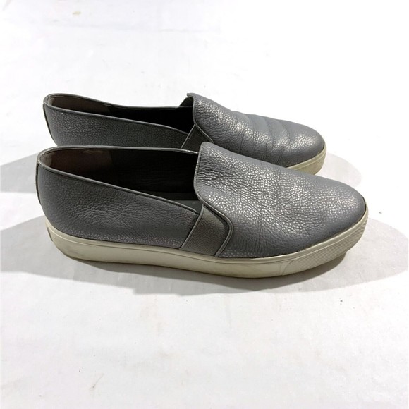 Vince Shoes - Vince Pewter Color Grey Grain Leather Slip On Sneakers Shoes Women's 8.5 M
